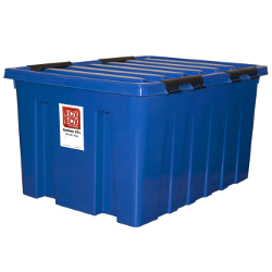 Контейнер 120 л с крышкой, синий, на роликах