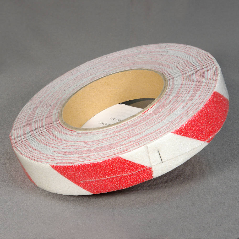 Лента противоскользящая 25мм,18.3м,зернистая,красно-белая