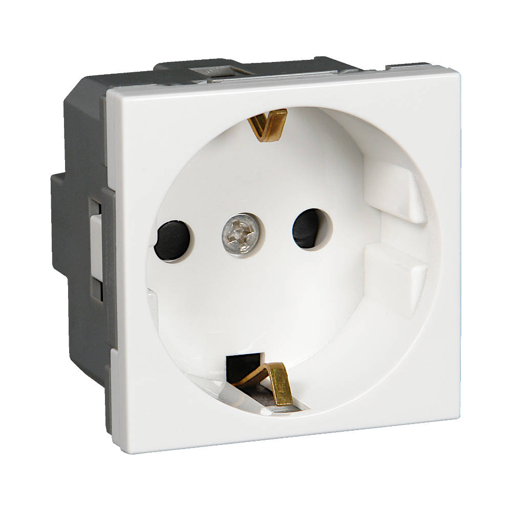 Розетка модульная с з/к и шторками 45х45мм, белая